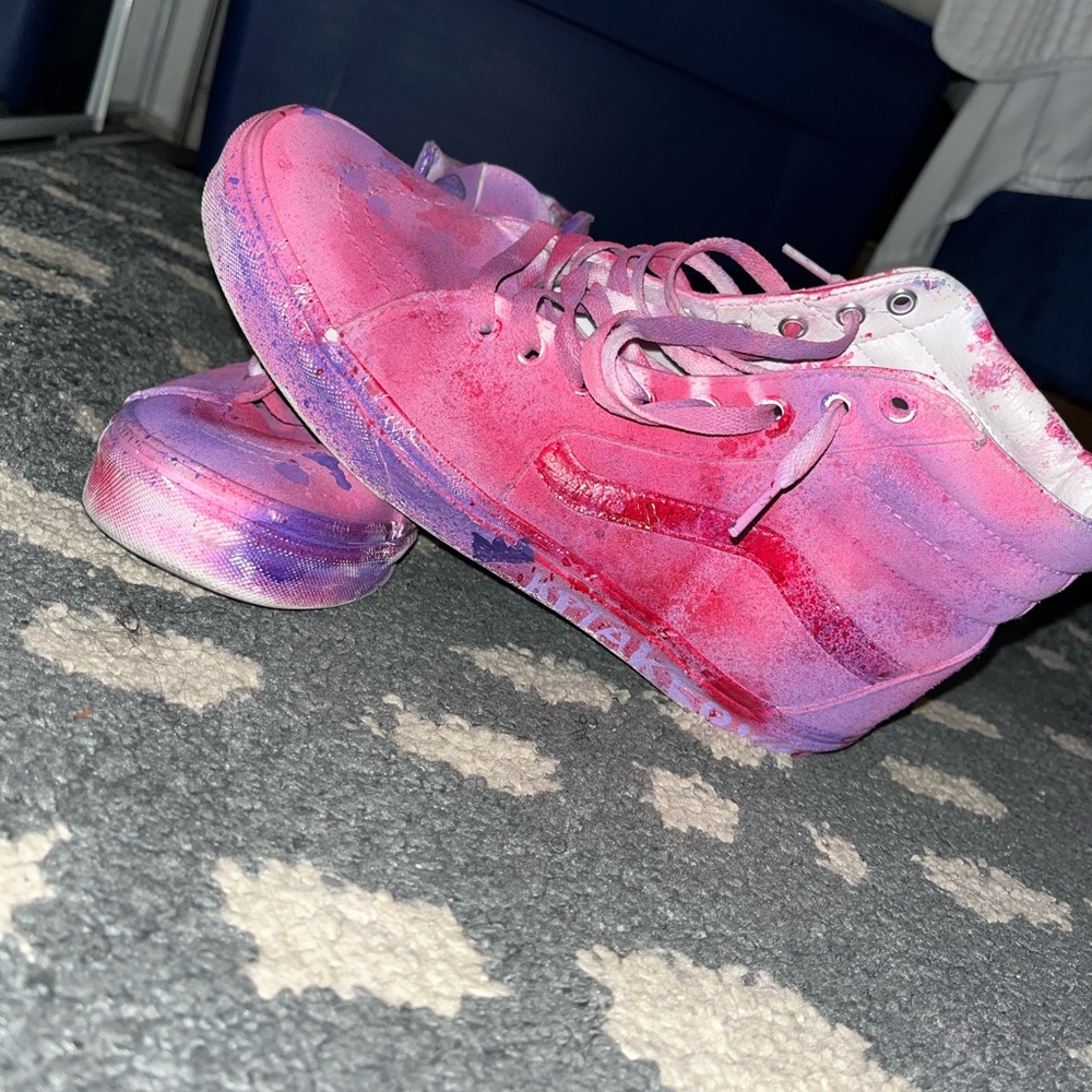 Stylish Custom Pink and Purple Men Vans